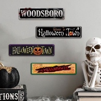 Plaque décorative en métal pour Halloween, bienvenue à Halloween Town, pour la fête, la décoration murale de la maison, thème effrayant, décoration de festival