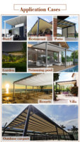 Auvent de toit rétractable entièrement automatique avec lumière LED pour patio et restaurant Auvents de gazebo pour pergola extérieure