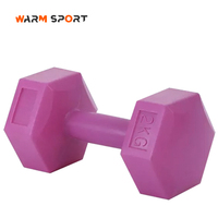 Dumbbell PVC Hexagonal Isi Semen, Beban Tangan Plastik untuk Latihan Kekuatan di Rumah & Gym, Logo Kustom Diterima, OEM Diterima