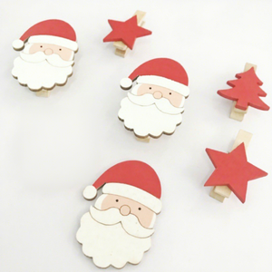Clips décoratifs pour cadre <span class=keywords><strong>photo</strong></span> <span class=keywords><strong>de</strong></span> fête <span class=keywords><strong>de</strong></span> Noël - Motifs étoiles rouges <span class=keywords><strong>et</strong></span> sapins <span class=keywords><strong>de</strong></span> Noël, clips créatifs Père Noël, style européen Schima - Product Image 1