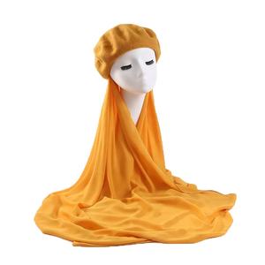 <span class=keywords><strong>Ensemble</strong></span> d'<span class=keywords><strong>écharpe</strong></span> classique tricoté en laine, casquettes de Newsboy, Logo personnalisé, Hijab en mousseline de soie, <span class=keywords><strong>béret</strong></span> chapeaux pour femmes - Product Image 4