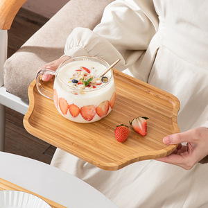 Plateau de service octogonal en bambou pour desserts, café, thé, usage hôtelier, couleur unie, surface polie - Product Image 2