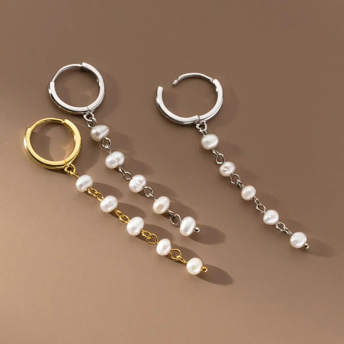 Orecchini in argento 925 all'ingrosso da donna orecchini pendenti in argento sterling con nappe lunghe orecchini a cerchio in argento placcato oro