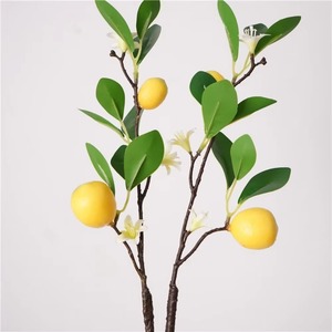 Venta al por mayor de ramas de limón artificiales amarillas, 2 frutas, plantas artificiales, accesorios de fotografía para el hogar, jardín, <span class=keywords><strong>restaurante</strong></span>, decoración - Product Image 4