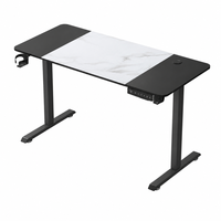 Bureau de jeu électrique AOR avec plateau motif bois blanc, support casque, porte-gobelet et gestion des câbles – Meilleure vente