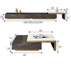 Italiano elegante de lujo de oro de acero inoxidable negro centro de entretenimiento de mármol <span class=keywords><strong>TV</strong></span> consola - Product Image 5