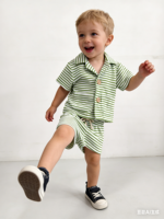 Ensembles de vêtements d'été pour bébé : Polo rayé en tissu éponge et short pour garçon, ensemble 2 pièces en tissu éponge, tenue décontractée