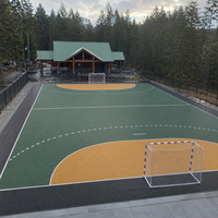 Dalles de terrain de handball de couleur personnalisée, revêtement de sol en PP emboîtable pour les universités, les clubs sportifs et les sites de marque dans le monde entier