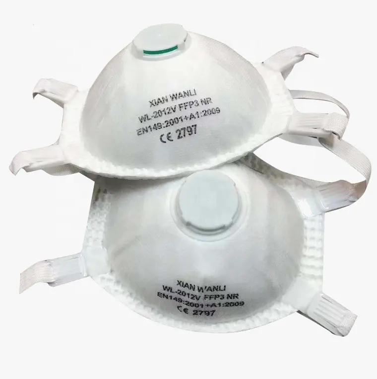 Cina fabbricazione maschera ad anello per la testa maschera facciale industriale stile tazza FFP3 NR D con valvola in colore bianco