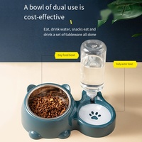 Fontaine automatique 2 en 1 pour animaux domestiques, bol d'alimentation en plastique écologique à motif solide pour chiens et chats