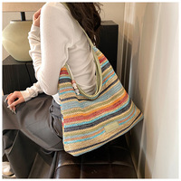 2024 mode à la mode pailles rotin tissé plage pochette sac à main femmes fronde bandoulière grande épaule Shopping Hobo sac