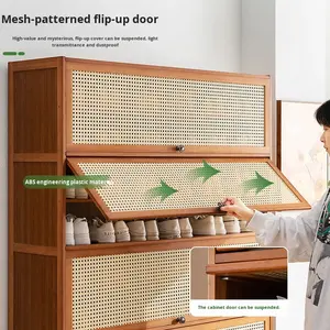 High-End bambu Modern tasarım ayakta ayakkabı dolabı giriş entegre açık koridor dar ev ayakkabı raf çoklu - Product Image 4