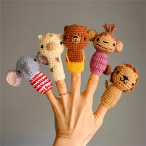 OEM 손가락 인형 손가락 장난감 미니 동물 크로 셰 뜨개질 amigurumi 손가락 인형 장난감