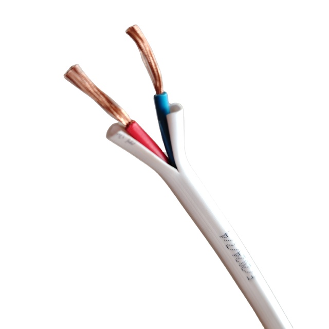 Flexible 70℃ Waterproof White Cu 2 Core Electric Cable PVC Insulated Jacket Material Light Duty Lighting Appliance Power Power