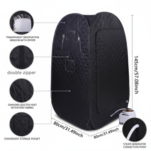 خيمة ساونا بخار محمولة بسعر المصنع، صغيرة للاستخدام الداخلي في غرفة النوم لشخص واحد، تصميم تقليدي لكامل الجسم للسبا المنزلي - Product Image 2