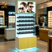 Vitrine murale optique avec verre trempé, présentoir de sol écologique pour lunettes de soleil pour magasin de détail