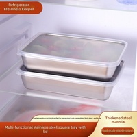 Étagère à serviettes pliable en acier inoxydable, boîte de rangement pour réfrigérateur, plateau de préparation pour ingrédients de fondue, cuisine en plein air, pique-nique, boîte hermétique