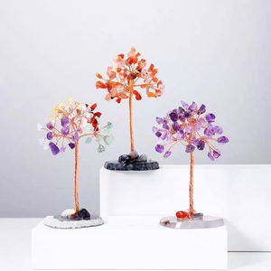 Commercio all'ingrosso fatto a mano sette Chakra agata albero di cristallo denaro albero ornamenti in resina Base albero della fortuna Laser pietra naturale <span class=keywords><strong>souvenir</strong></span> - Product Image 2