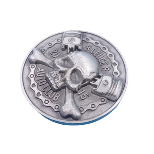 Pièce de monnaie commémorative rétro en métal, alliage de zinc, design tête de mort, cadeau de collection, finition argent antique - Product Image 5