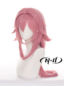 <span class=keywords><strong>Peluca</strong></span> de Cosplay de ND <span class=keywords><strong>Yae</strong></span> <span class=keywords><strong>Miko</strong></span>, Fibra Resistente al Calor, Color Marrón Claro, Versión con Parte Central, Genshin Impact - Product Image 6