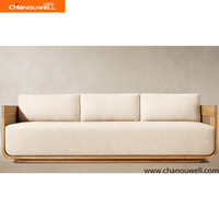 Ensemble de meubles de patio extérieur en teck massif moderne et écologique, canapé en tissu résistant aux intempéries, fauteuil, table basse en rotin, banc
