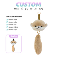 Breloque de sac en peluche Kawaii en forme d'animal de la forêt à longue queue avec pochette secrète zippée et anneau doré pour la décoration tendance de sac à dos
