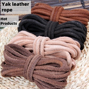 Cordoncino in Pelle di <span class=keywords><strong>Yak</strong></span> e Vacchetta con Finitura Scamosciata HW DIY, 5 6 8MM, Colore Naturale Originale, Materiale per Tessitura Artigianale e Creazione di Gioielli - Product Image 1