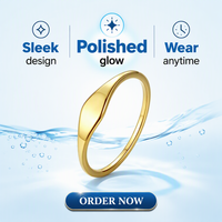 Benutzer definierte 18 Karat vergoldete Edelstahl Blank Siegel Fingerring zierliche personal isierte Damen Trendy Fashion Ringe