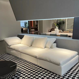 Auxford perabot sofa dan sofa kain putih, set ruang tamu awan berbentuk <span class=keywords><strong>l</strong></span>