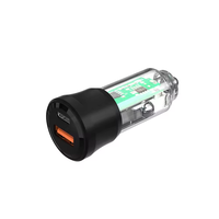 Pengisi daya mobil PD 20W 5V 3A, produk baru pengisi daya Cepat transparan port usb Tipe c teknologi pengisi daya ponsel penjual terbaik