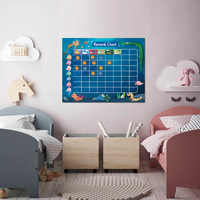 Tableau de récompenses et de punitions pour enfants avec motif océanique de dessin animé, autocollant mural magnétique personnalisé