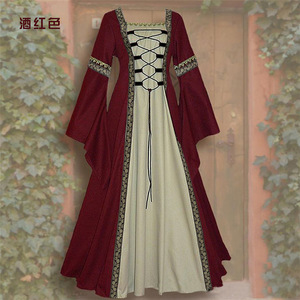Abito Medievale da Donna Lungo fino al Pavimento, Costume <span class=keywords><strong>per</strong></span> Cosplay, Maniche Lunghe a Campana, Allacciatura in Pizzo, Abito Lungo in Stile Vittoriano - Product Image 4