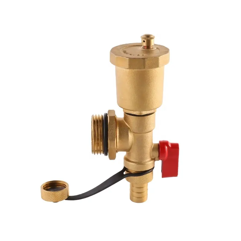 Brass Air Vent Valve with Drain Valve Underfloor Heating Manifold