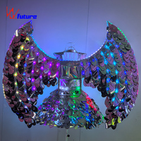 Ensemble de costumes lumineux à paillettes LED en forme d'ailes d'ange, vêtements de danse pour spectacle sur scène, concert, festival, fête, défilé, cosplay