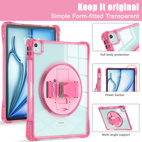Étui de protection hybride TPU antichoc robuste pour tablette pour iPad Air 13 2024 M2 avec bandoulière 360 rotation béquille