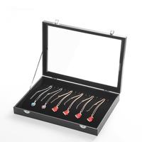 Boîte à bijoux en gros Boîte organisateur de bijoux Conteneur Fashion Pu Leather Glass Cover Necklace Ring Earring Bracelet Storage Box