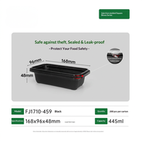 Boîte alimentaire en plastique noire sans BPA, carrée, moulée par injection, pour plats à emporter, 445 ml, pour restaurant, maison, cuisine