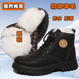 Botas de Nieve para Hombre, Color Marrón, Impermeables, Forradas de Piel, para Senderismo en Invierno, Tacón Medio, Color Sólido - Product Image 5