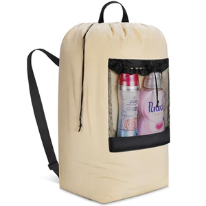 Sac à dos de lavage extra large et robuste avec bretelles et poche en filet pour la blanchisserie - Product Image 1