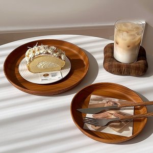 Plateau de service écologique en bois grainé, faux chêne, plat décoratif léger et durable pour la maison, l'hôtel, les mariages, les fêtes de Noël - Product Image 3