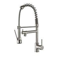 Robinet de Cuisine Mitigeur à Bec Plongeant Pliable et Orientable en Acier Inoxydable 304 Noir Mat, Eau Chaude et Froide, Monocommande