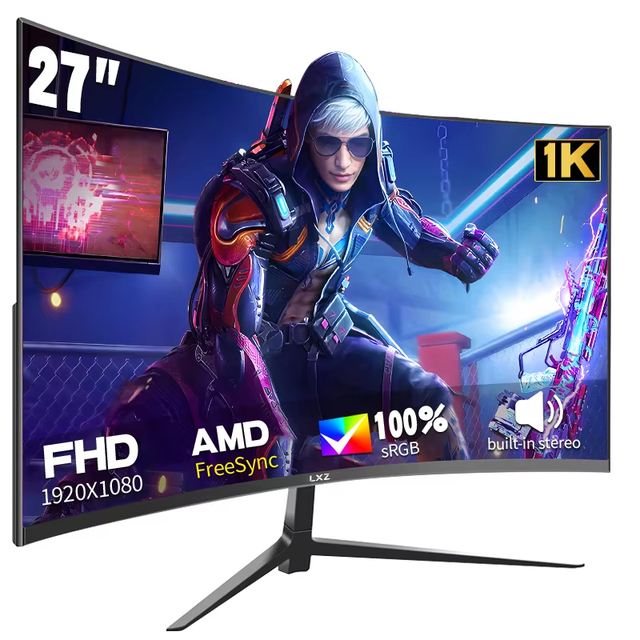 27-inch Curved Monitor 165Hz FHD 1080P VA Screen 1ms GTG Home Office Computer Gaming Monitor, FreeSync Technology, 100% SRGB, HD