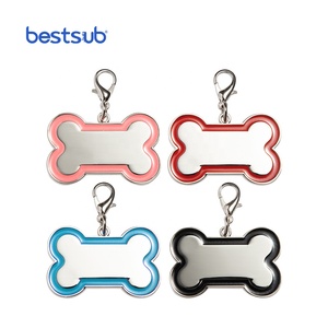 Bestsub personalizado borde negro Metal hueso en forma de grabado láser mini suministros en blanco mascota militar ID nombre Collar cadena etiqueta - Product Image 3