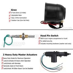 Sistema de Alarma para Auto, Kit de Cierre Centralizado con Control Remoto, Sistema de Entrada sin Llave para Vehículo con Controles Remotos para 2/4 Puertas - Product Image 5