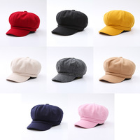 Gorro de panadero de terciopelo suave para mujer, gorro de invierno, boina, informal