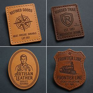 Custom Leather Tags for Jeans Waistband Patch Real Cowhide Embossed <b>Logo</b> Label Wholesale Supply - Product Image 6