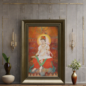 Tranh treo tường bằng vải bố đá sa thạch phong cách Phật giáo, thủ công, trang trí nội thất bình yên cho khách sạn, nhà ở, đồ trang trí, tranh vẽ - Product Image 2