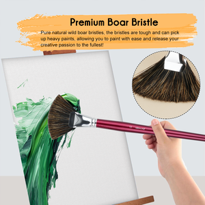 HECHUNZI Premium Ensemble de pinceaux en poils de sanglier Soies de porc raides Cheveux naturels Profession Artiste <span class=keywords><strong>Peinture</strong></span> à l'<span class=keywords><strong>huile</strong></span> Pinceaux de 6 pièces - Product Image 6