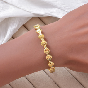 textured seashell motif wholesale 18k gold stainless steel subtle <b>crystal</b> scratch resistant elegant versatile bangle <b>bracelet</b> - Product Image 3