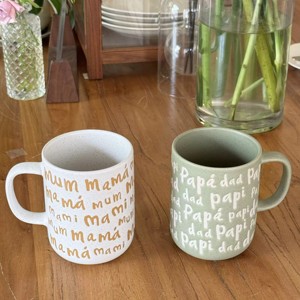 Vintage Speckled Glaze Ceramic Mug Embossed <strong>Mum</strong> Dad Letter Stoneware Coffe Cup Couple Matching Drinkware for Family Gift - Product Image 4